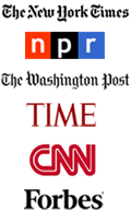New York Times, NPR, Washington Post, Time, CNN, Forbes