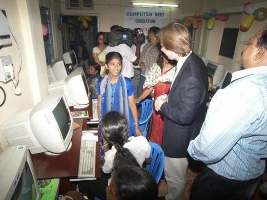 Students with computers